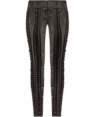 Dolce & Gabbana Lace-up Faux-leather Pants - Black