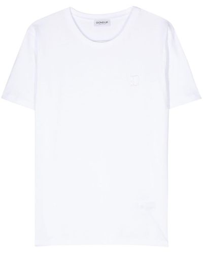 Dondup T-shirt Met Geborduurd Logo - Wit