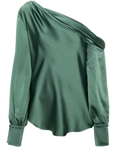 Jonathan Simkhai Blouse Alice satinée à manches courtes - Vert