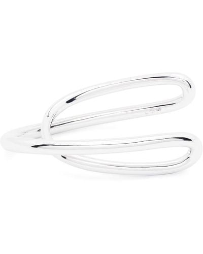 Charlotte Chesnais Initial Twisted Silver Cuff Bracelet - White