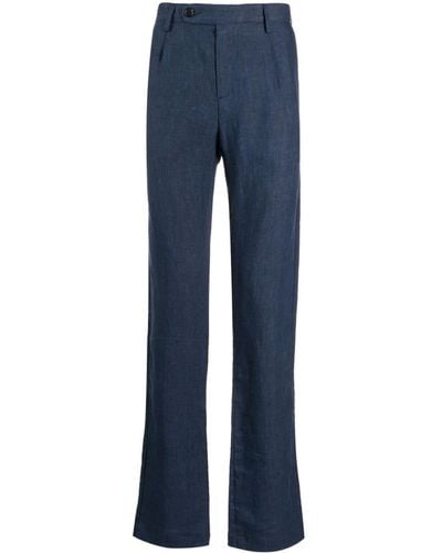 Massimo Alba Ionio Straight-leg Linen Pants - Blue