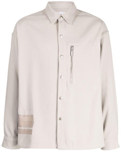 Izzue Logo-embroidered Long-sleeve Shirt - Natural
