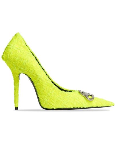 Balenciaga Square Knife Tweed Pumps - Geel