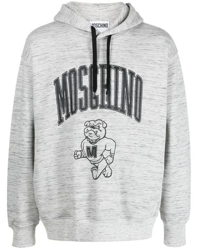 Moschino Logo Drawstring Hoodie - Gray