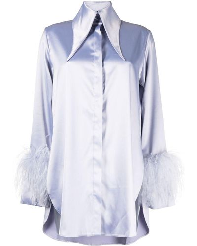 16Arlington Seymour Feather-trim Shirt - Blue