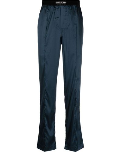 Tom Ford Bas de pyjama en soie - Bleu