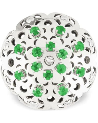 Officina Bernardi 18kt White Gold Large Damasco Emerald Ring - Green