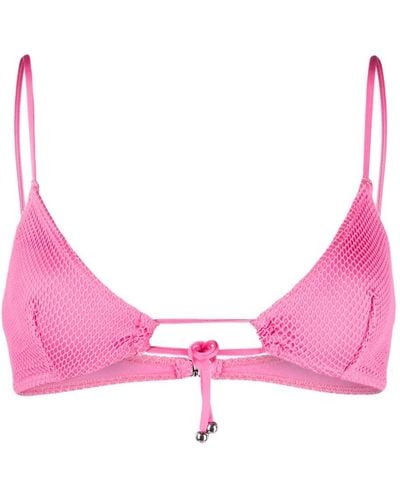 Leslie Amon Perforated Bikini Top - Pink