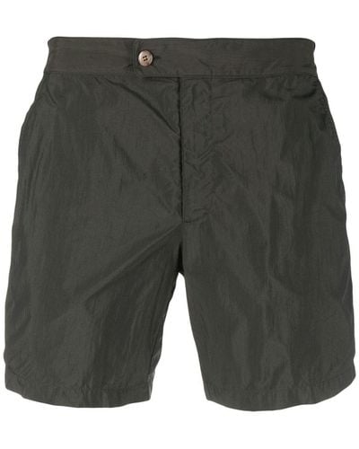 Canali Off-centre Button-fastening Swim Shorts - Gray
