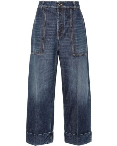 Bottega Veneta Pressed-crease Cropped Jeans - Blauw