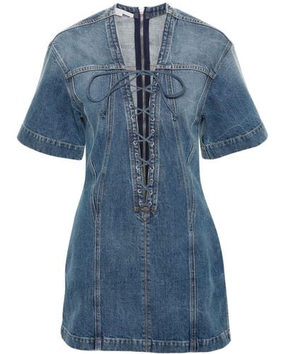 Stella McCartney Panelled Denim Mini Dress - Blue