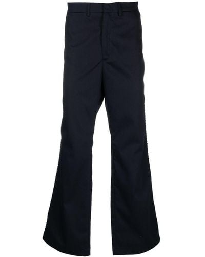 Wales Bonner Pantalones acampanados con ribete de apliques - Azul