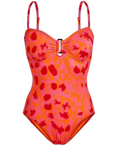 Vilebrequin Lucette Abstract-print Swimsuit - Red