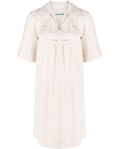 See By Chloé Short-sleeve Embroidered Minidress - Natural