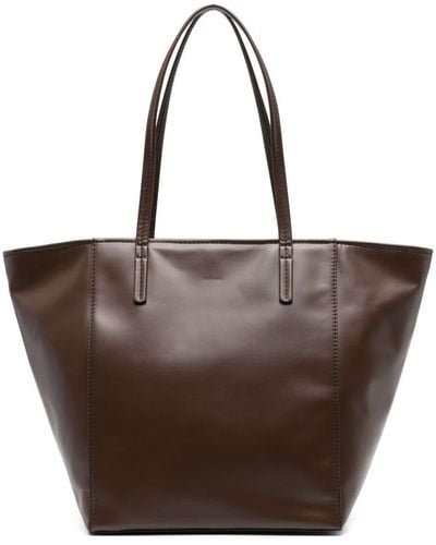 BY FAR Club Leather Tote Bag - Brown