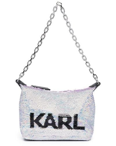 Karl Lagerfeld Schultertasche mit Pailletten - Weiß