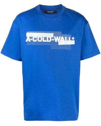 A_COLD_WALL* Grid Logo-print T-shirt - Blue