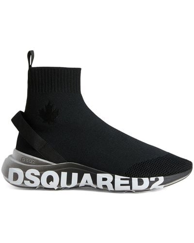 DSquared² Zapatillas estilo calcetín con logo estampado - Negro