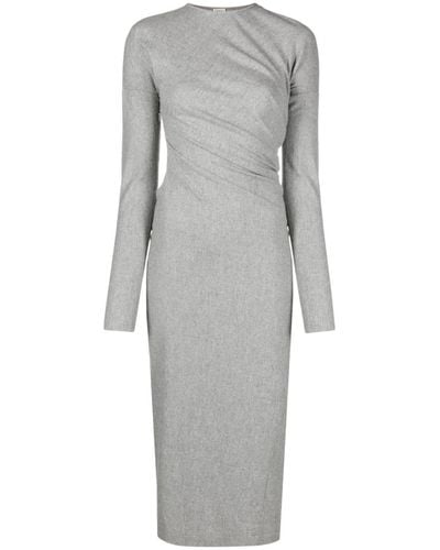 Totême Twist-detail Long-sleeve Midi Dress - Grey