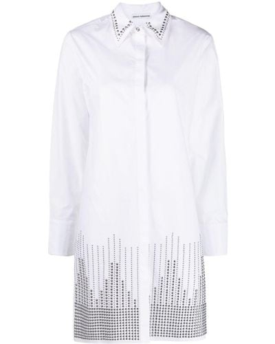 Rabanne Robe-chemise à détails de clous - Blanc