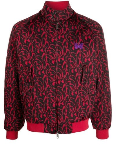 Needles Graphic-pattern Funnel Neck Jacket - Red