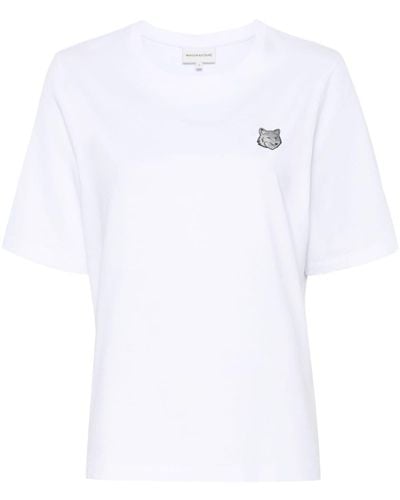 Maison Kitsuné T-shirt con applicazione Fox - Bianco