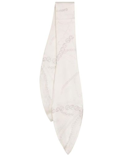 Lanvin Graphic-print Asymmetric Silk Scarf - White