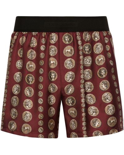 Dolce & Gabbana Boxershorts aus Seide mit Münzen-Print - Lila
