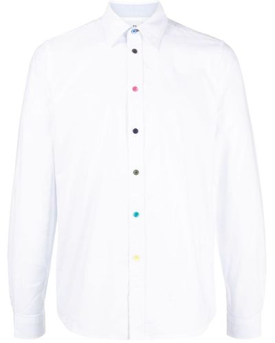 PS by Paul Smith Contrast-button Organic Cotton Shirt - White