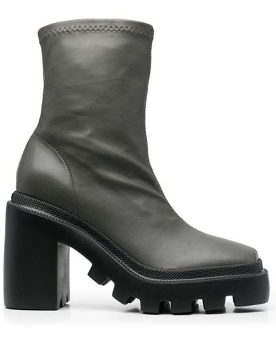 Vic Matié Square-toe Ankle Boots - Grey