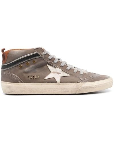 Golden Goose Mid Star Distressed-effect Sneakers - Brown