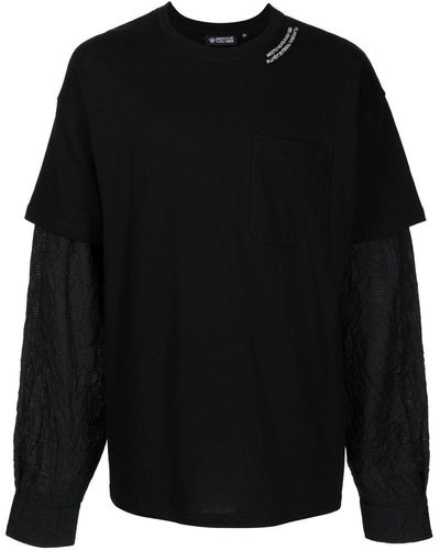 Mostly Heard Rarely Seen Crinkle Layered Long-sleeve T-shirt - Black