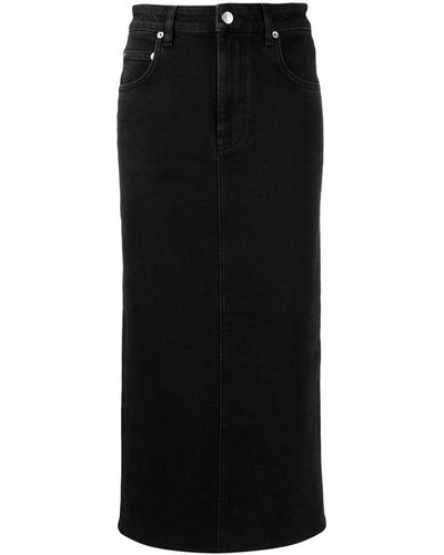 Maje High-waisted Straight Denim Skirt - Black