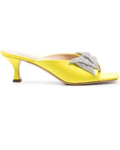 Casadei Butterfly 50mm Satin Court Shoes - Yellow