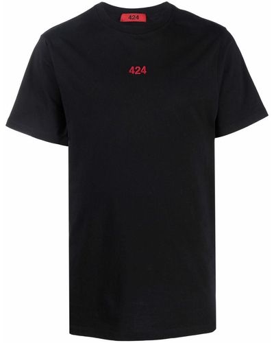 424 T-shirt Met Geborduurd Logo - Zwart