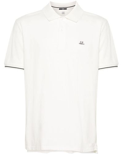 C.P. Company Piqué Poloshirt Met Logopatch - Wit