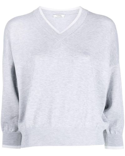 Peserico V-neck Cropped-sleeve Sweater - White