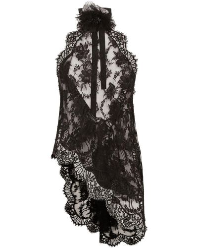 Dolce & Gabbana Blouse Met Bloemenkant - Zwart