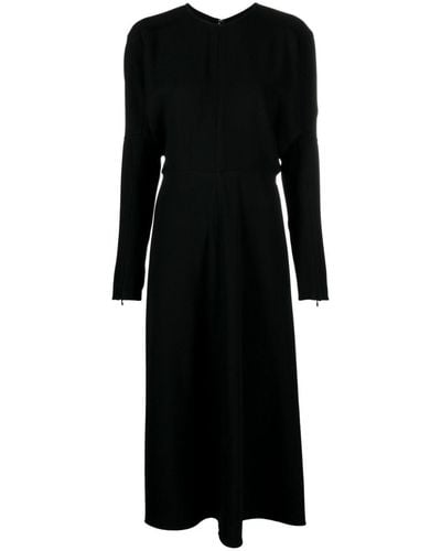 Victoria Beckham Dolman-sleeves Cady-texture Midi Dress - Black