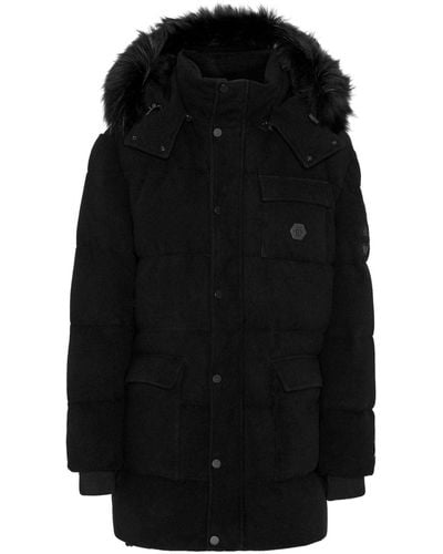Philipp Plein Faux-fur Hooded Jacket - Black