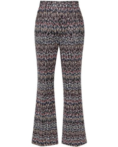Missoni Zigzag-woven Lamé Cropped Pants - Gray