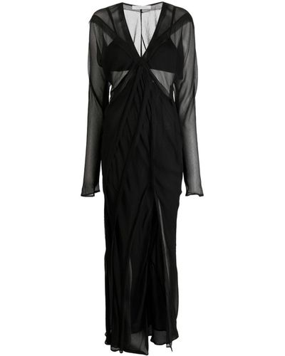 Rachel Gilbert Semi-doorzichtige Maxi-jurk - Zwart