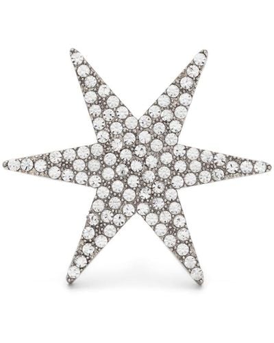 Moschino Crystal-embellished Brooch - White