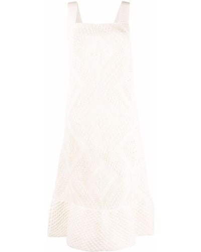 Jil Sander White Popcorn-knit Midi Dress - Multicolour