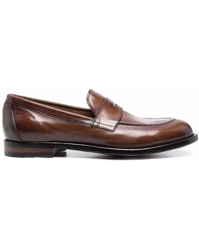 Officine Creative Round-toe Leather Loafers - Brown