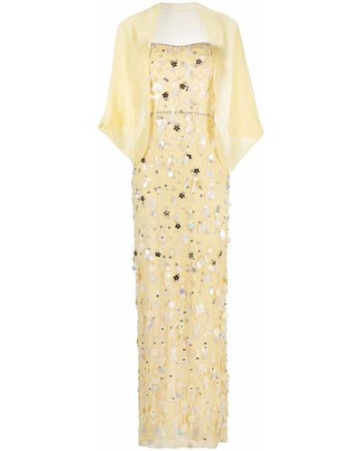 Jenny Packham Bead-embellished Strapless Dress - Yellow