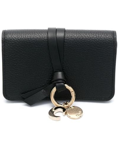 Chloé Alphabet Trifold Leather Wallet - Black