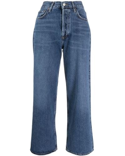 Agolde Jeans crop a vita alta Ren - Blu