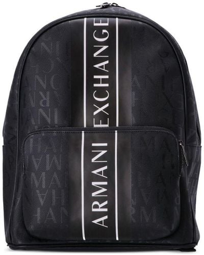 Armani Exchange Logo-print Stripe-detail Backpack - Black