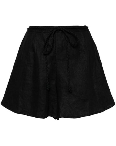 Faithfull The Brand Felia Wide-leg Linen Shorts - Black